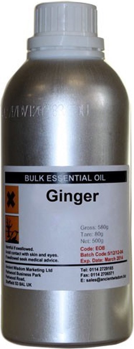 Goedkoopste Etherische Olie Gember 500ml - 100 Essentiële Gember Olie - Etherische Oliën in Bulk - Aromatherapie - Diffuser Olie