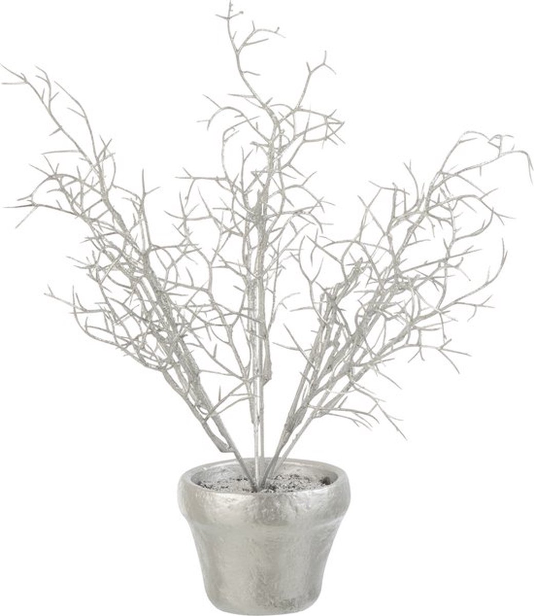 Tak in bloempotje - Zilver - 15 x 15 x 30 cm hoog
