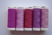 Set van 5 kleuren naaigaren paars - paarse stikzijde voor naaien en naaimachines