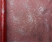 Tafelloper - Kerst - Lengte 500 cm - Breedte 28 cm - Rood met Sneeuwvlok Motief - Organza stof - Tafeldecoratie