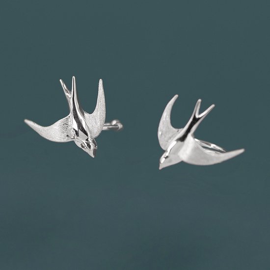 Zilveren Oorbellen - Zwaluw - Oorclips Zilver