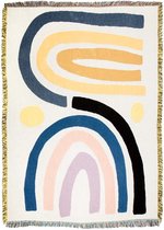 Plaid Regenboog - 130 x 160 cm - Wandkleed Bedsprei Sprei Woondeken Woonkamer - Roze Blauw Geel