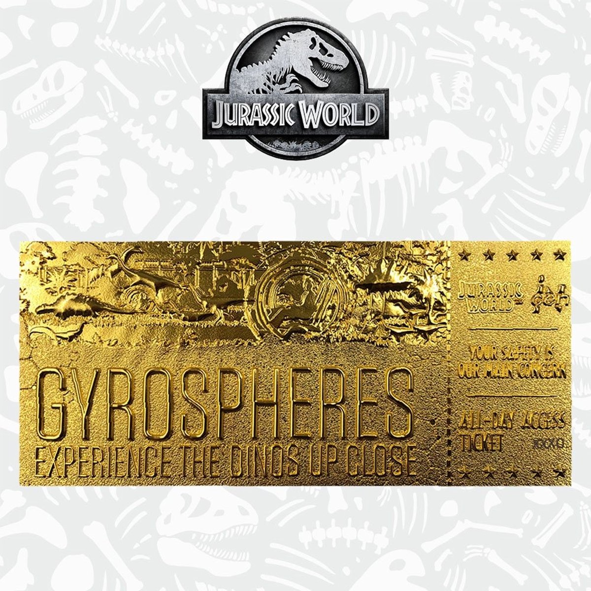 Fanattik Jurassic Park – Ticket Nourrissage T-Rex – Collection Limité 5000 – Support Métal Et Présentoir Acrylique