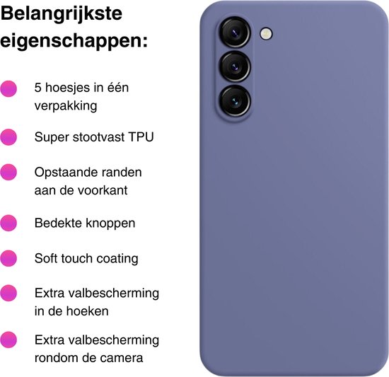5 PACK - Coque pour Samsung Galaxy A34 - 5x Coque Antichoc en Siliconen - Coque en TPU Robuste - Multipack avec Coque Blauw, Vert, Zwart, Lilas Violet et Rose