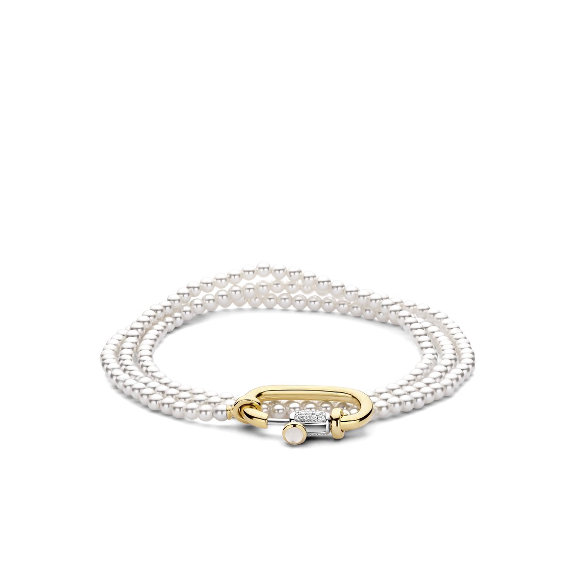 TI SENTO Dames Armband - 925 zilver - Wit parel - Maat M - 2976PW