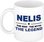 Nom cadeau Nelis - L'homme, le mythe la légende tasse à café / tasse 300 ml - nom / noms tasses - Cadeau pour anniversaire / fête des pères / retraite / succès / merci