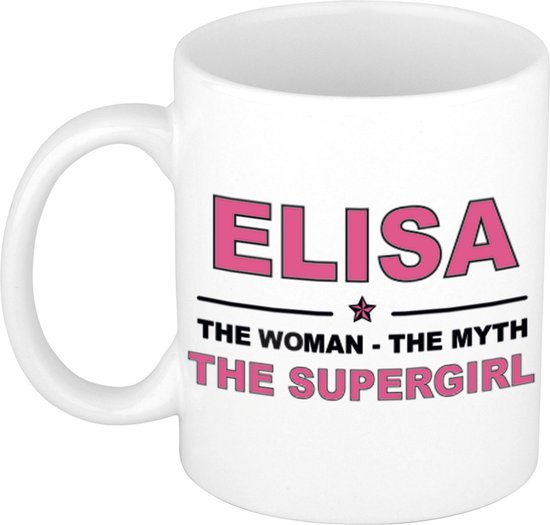 Nom du cadeau Elisa - La femme, le mythe la tasse à café supergirl / tasse 300 ml - nom / noms tasses - cadeau pour anniversaire / fête des mères / retraite / succès / merci