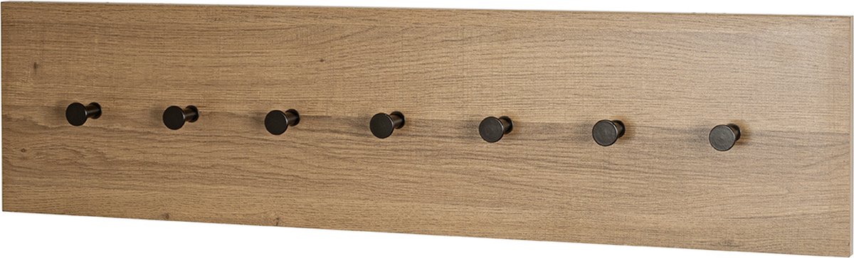 Wand Kapstok | Warm Eiken | Zwart staal | 80x20x5cm