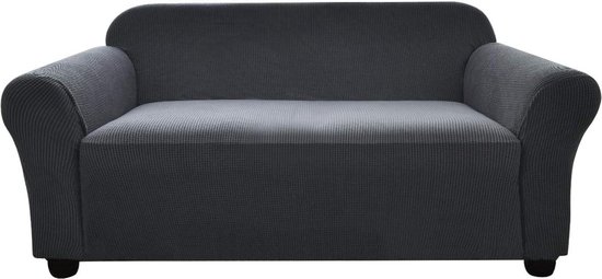 1-delige hoge elastische antislip bankhoes, wasbare spandex jacquard bankhoes, zachte elastische meubelbeschermer voor 2-zitsbank voor woonkamer (127-175cm, 2-zits, grijs)