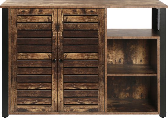 Nuvolix dressoir - dressoirkasten - opbergkast - opbergkasten met deuren - Industrieel - bruin - hout - 110*34*75CM - Nuvolix