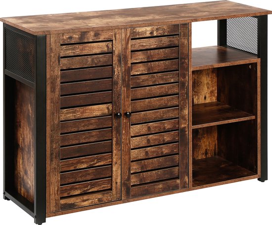 Nuvolix dressoir - dressoirkasten - opbergkast - opbergkasten met deuren - Industrieel - bruin - hout - 110*34*75CM