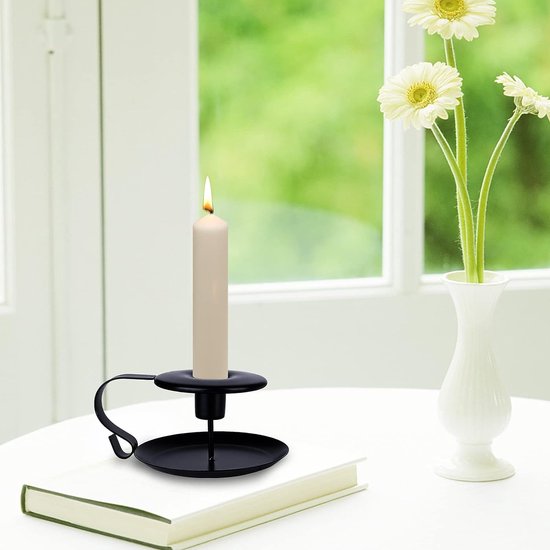 Lot De 2 Bougeoirs Coniques En Métal Noir - Support Pour Bougies Bâtons - UXCELL