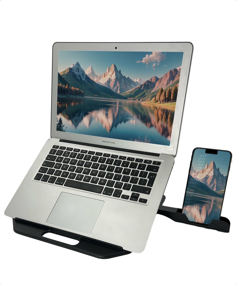 TrueLogic Alpha ergonomishe Laptopstandaard - Notebookstandaard - Laptopverhoger - Laptophouder - Laptop standaard - Zwart