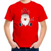 Bellatio Decorations halloween verkleed t-shirt voor kinderen - duivel kabouter/gnome - rood 140/152