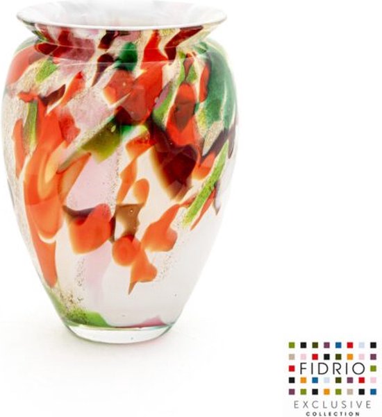 Design Vaas Brindisi - Fidrio MIXED COLOURS - glas, mondgeblazen bloemenvaas - hoogte 22 cm