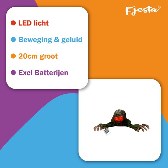 Kruipende geest met rode LED-ogen, 20cm groot, beweegt en maakt geluid.