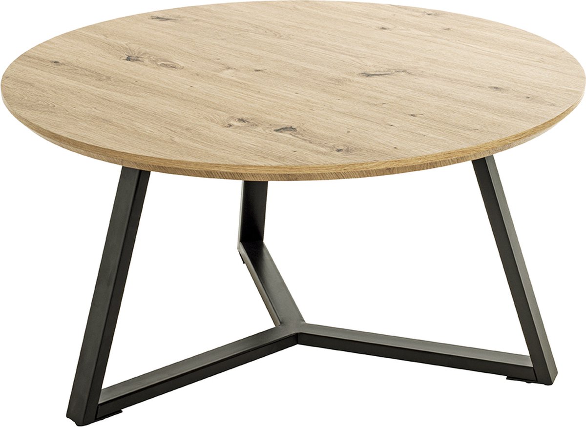 Salontafel | Rond | Eiken-struktuur| Staal |80x80x42cm