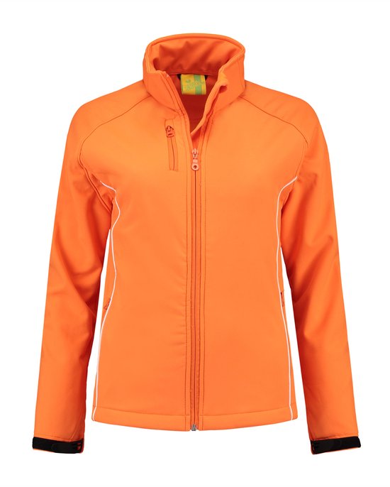 Lemon & Soda Softshell jacket voor dames in de kleur oranje in de maat XXL.
