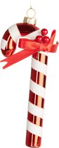BRUBAKER Handgeschilderde Glazen Kerstbal - Grappig Motief - Handgeblazen Kerstboom Decoratie Figurines Grappige Deco Hanger - Boombal Kerstbal Kerst Decoratie - Candy Cane Rood-Wit