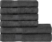 Handdoekenset van 100% biologisch katoen, hoge kwaliteit, zacht en zeer absorberend, sneldrogend, Oeko-Tex Made in Green & GOTS-gecertificeerd (2 badhanddoeken - 4 handdoeken, coal grey)
