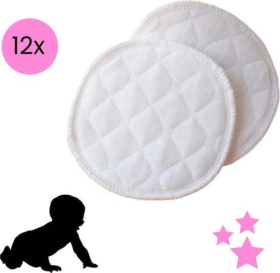 JEKO® Antislip Wasbare Zoogcompressen - Extra Absorberend - Dag en Nacht - Borstcompressen Wasbaar - 12 Stuks