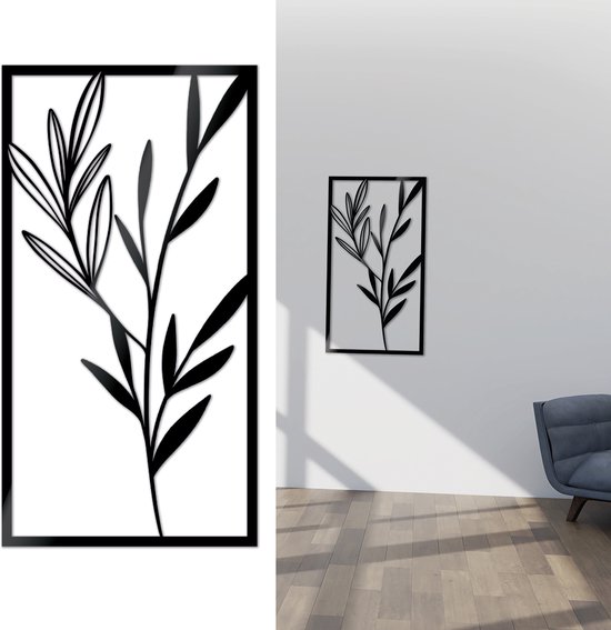 DEKODU TAIM 1 Large - Wanddecoratie - Zwart - Acrylaat art - Line art - Wall art - Bohemian - Modern - Botanical - Plant - Wandborden - Woonkamer - natuur - kado - Kunst - Abstract - geschenk - 80x42 cm