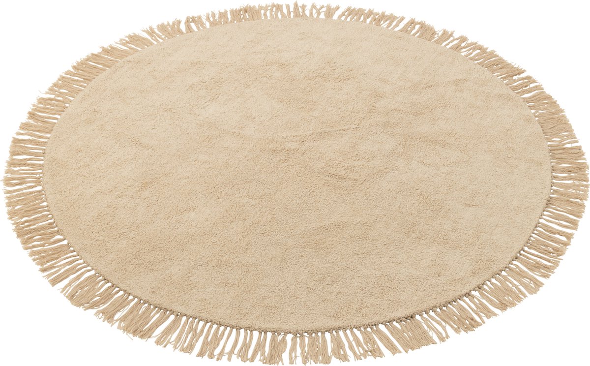 J-Line tapijt Rond + Franjes - katoen - beige