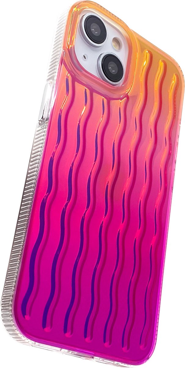 REBUS - Hoesje voor iPhone 13 / 14 (6,1 inch), Season Vibes [polycarbonaat], glinsterend kuikenontwerp met golven, schokbestendig hoesje (Summer)
