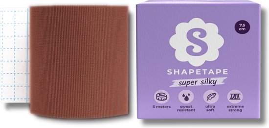 Shapetape Boob tape - 5 Meter Boobtape - 7.5 cm breed - BH Tape - Tape voor borsten - Body tape - Booblift tape - Fashion tape - 5 Meter - Bruin - Choco