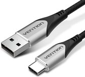 Vention USB A naar USB C Oplaadkabel, 480 Mbit/s, Aluminium, Zwart, 1 Meter