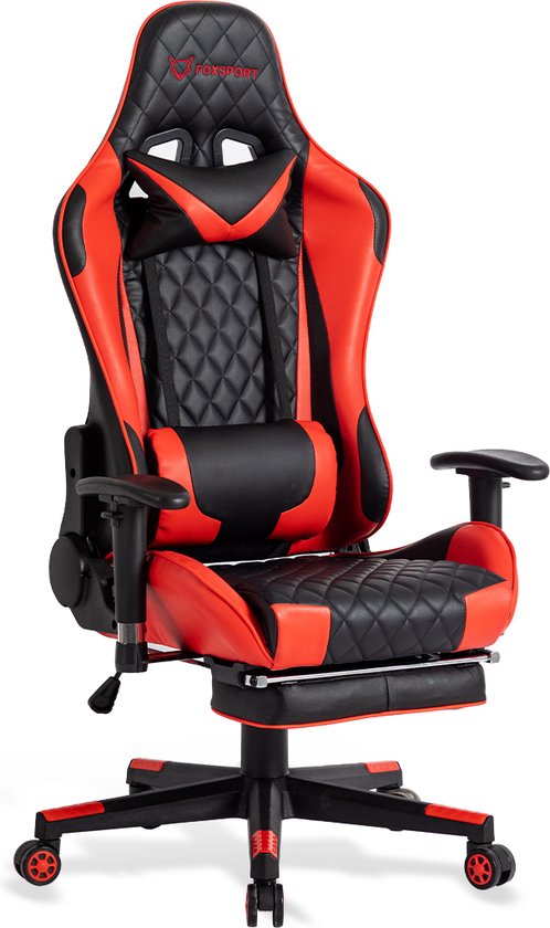 Foto: Foxsport game stoel gaming stoel gaming chair bureaustoelen bureaustoel met nekkussen verstelbaar rugkussen instelbare zithoogte gaming accesoires met beensteunen roze zwart