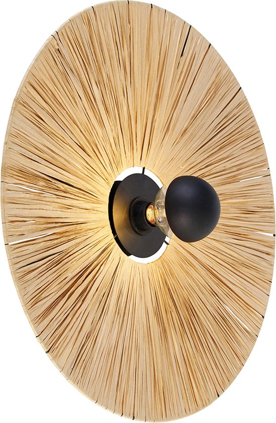 QAZQA leia - Landelijke Plafondlamp voor binnen - 1 lichts - Ø 60 cm - Naturel - Woonkamer | Slaapkamer | Keuken