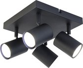 QAZQA jeana - Moderne Dimbare LED Smart Plafondspot | Spotje | Opbouwspot incl. wifi met Dimmer - 4 lichts - L 20 cm - Zwart - Woonkamer | Slaapkamer | Keuken