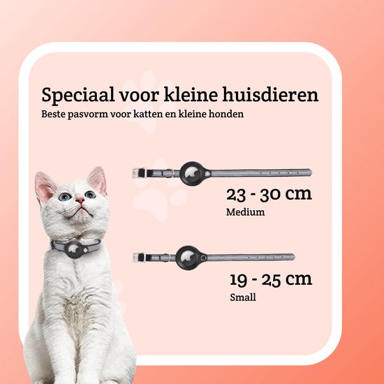 Petspace - AirTag halsband - Kattenhalsband AirTag - Kattenbandje - Geschikt voor Apple AirTag - Katten Accessoire - Reflecterend - Maat M - PetSpace