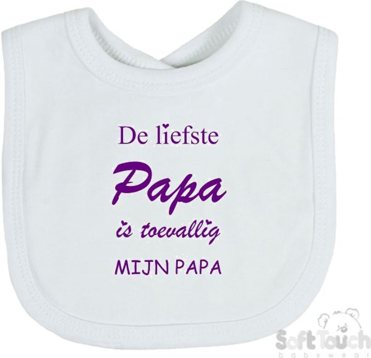 Goedkoopste Soft Touch Slabber De liefste papa is toevallig mijn papa Unisex Katoen Wit/paars Maat 33x22 Cm