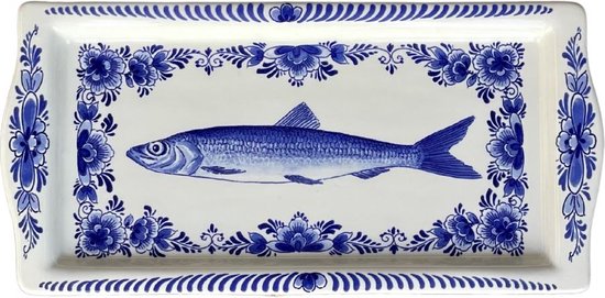 Serveerschaal - Delfts blauw - 14 x 29 cm - visschaal
