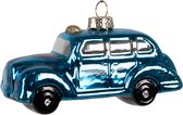 Clayre & Eef Kersthanger Auto 5 cm Blauw Glas Kerstboomversiering