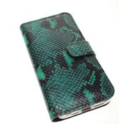 Made-NL Handgemakte hoesje Geschikt voor Apple iPhone 13 mini groen slangenprint kalfsleer