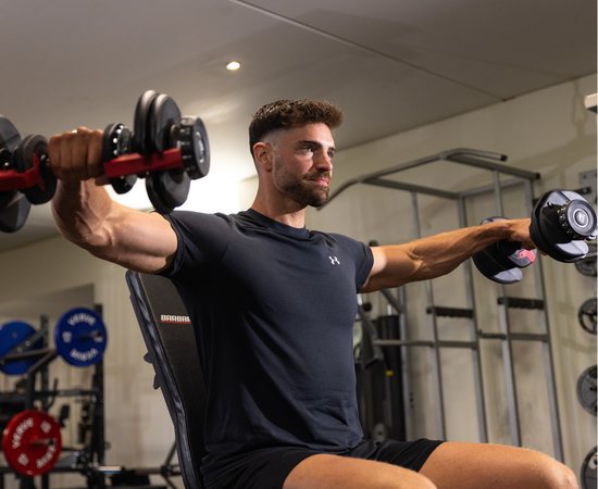 AJ-Sports Verstelbare Dumbell 24 KG - 2kg t/m 24kg - Dumbells set - Gewichten set - Halterset - Fitness gewichten - Krachttraining - Fitness - Gym - Sport - 15 Dumbells in één! - Let op PER STUK = 1 Dumbbell!