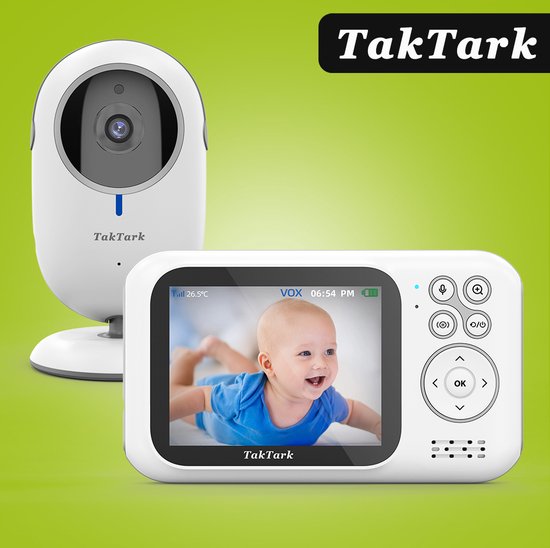 Taktark Babyphone - Video monitor met camera en nachtzicht - Geen wifi nodig