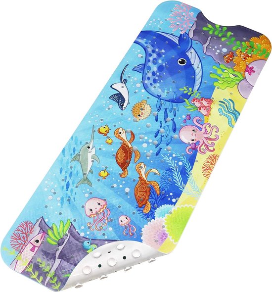 Tapis de bain dessin animé Kids 100 x 40 cm tapis de bain antidérapant pour enfants Badmat tapis de douche tapis antidérapant avec ventouse Badmat parfait pour les Enfants (40 × 100 cm, océan)