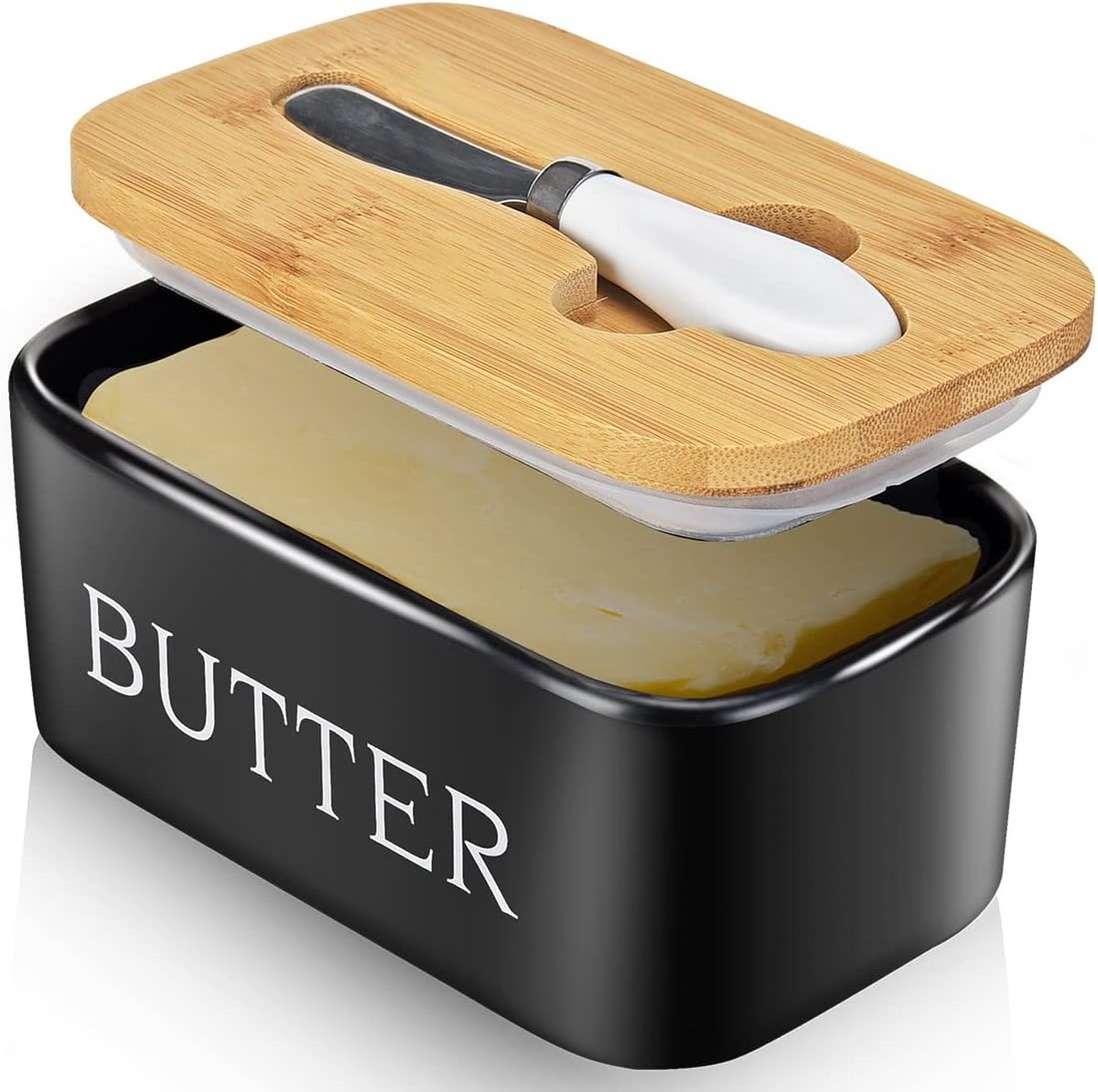 Beurrier Porcelaine et Couvercle - Butter Boîte Récipient Avec Couteau à  Beurre avec Bague d'Étanchéité en Silicone pour Cuisine