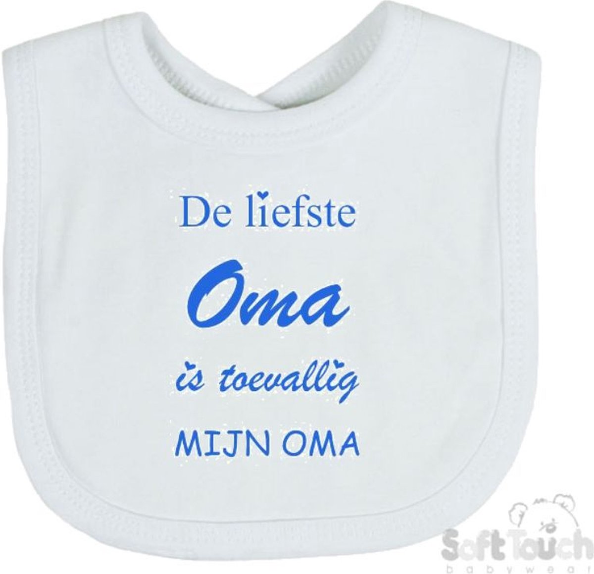 Goedkoopste Soft Touch Slabber De liefste oma is toevallig mijn oma Unisex Katoen Wit/blauw Maat 33x22 Cm