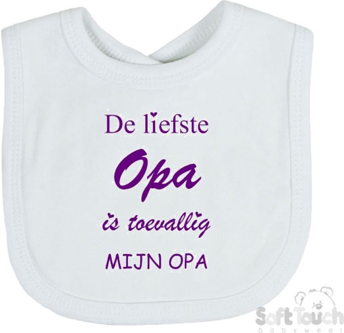 Goedkoopste Soft Touch Slabber De liefste opa is toevallig mijn opa Unisex Katoen Wit/paars Maat 33x22 Cm