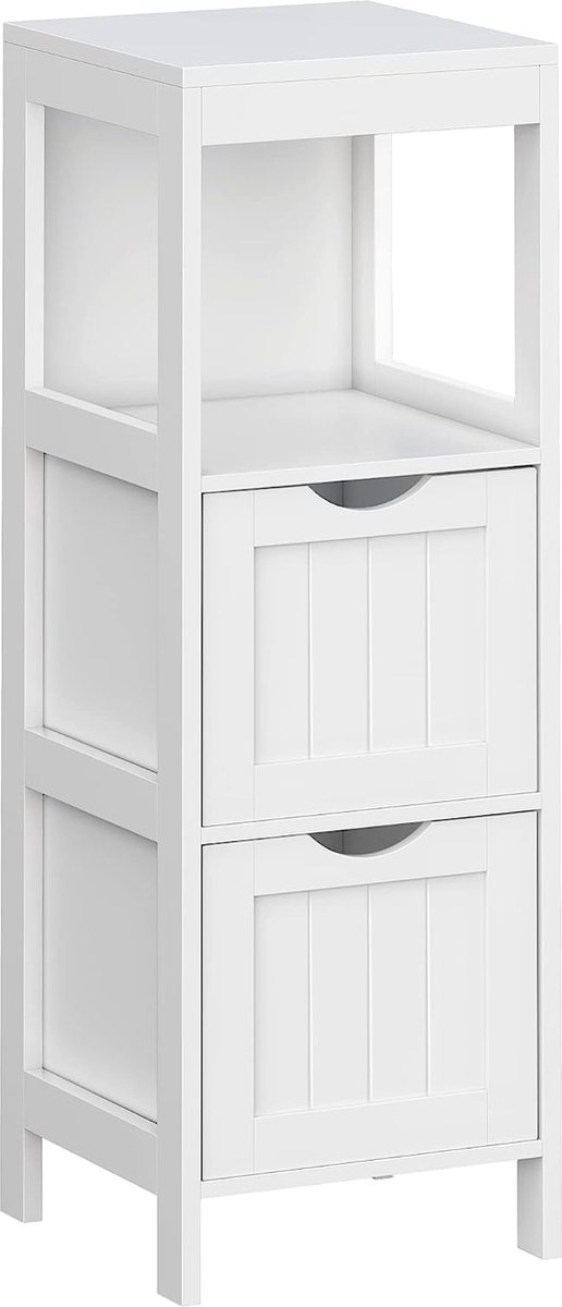 FurnStar - Badkamerkast - Badkamerrek met 4 etages - Houten hoekkast - Medicijnkast - 30 x 30 x 89 cm - Wit