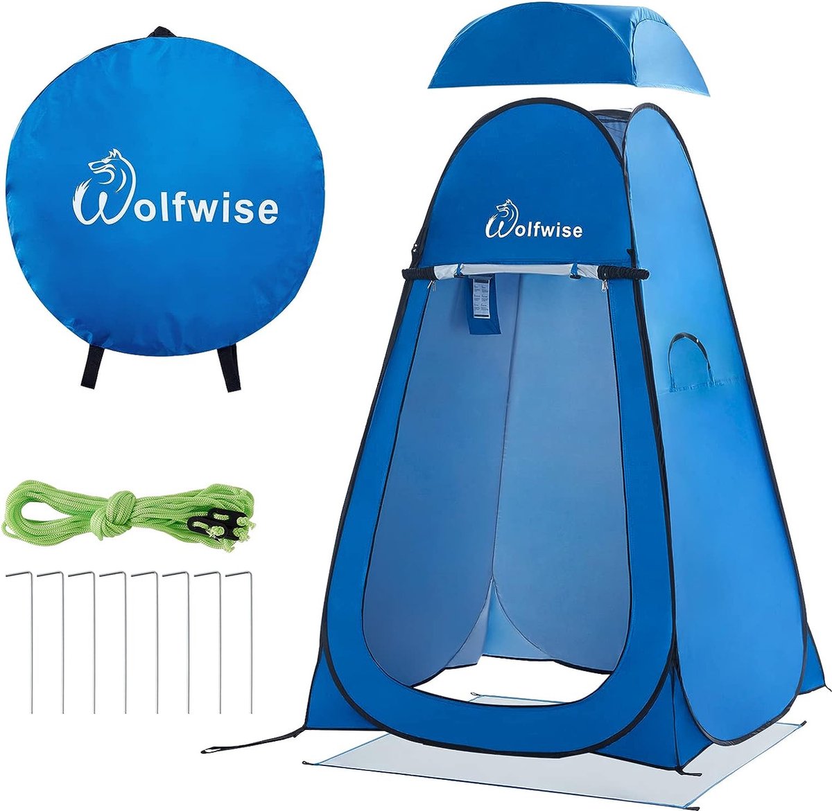 pop-up omkleedtent, toilettent, douchetent voor op de camping, mobiel voor buiten, draagbare tent ten behoeve van privacy, blauw