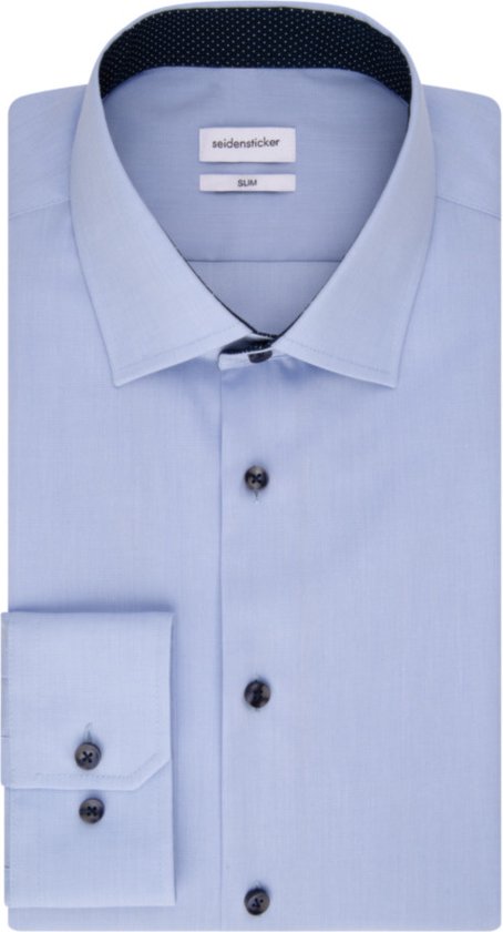 Seidensticker slim fit overhemd - lichtblauw (contrast) - Strijkvrij - Boordmaat: 38