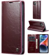 CaseMe - Telefoonhoesje geschikt voor Apple iPhone 15 Plus - Flip Wallet Case - Magneetsluiting - Donker Rood