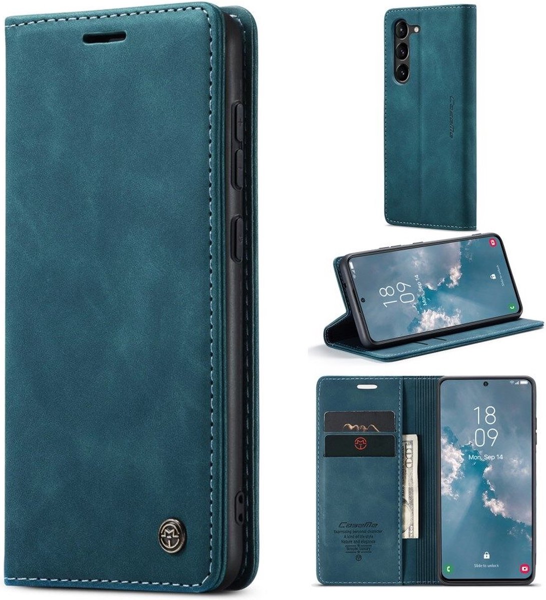 CaseMe - Telefoonhoesje geschikt voor Samsung Galaxy S23 FE - Wallet Book Case - Met Magnetische Sluiting - Blauw