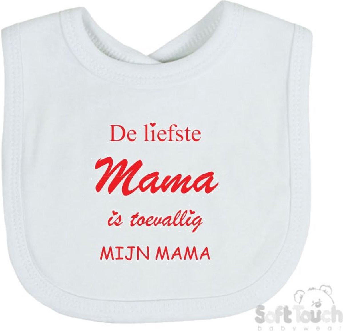 Goedkoopste Soft Touch Slabber De liefste mama is toevallig mijn mama Unisex Katoen Wit/rood Maat 33x22 Cm